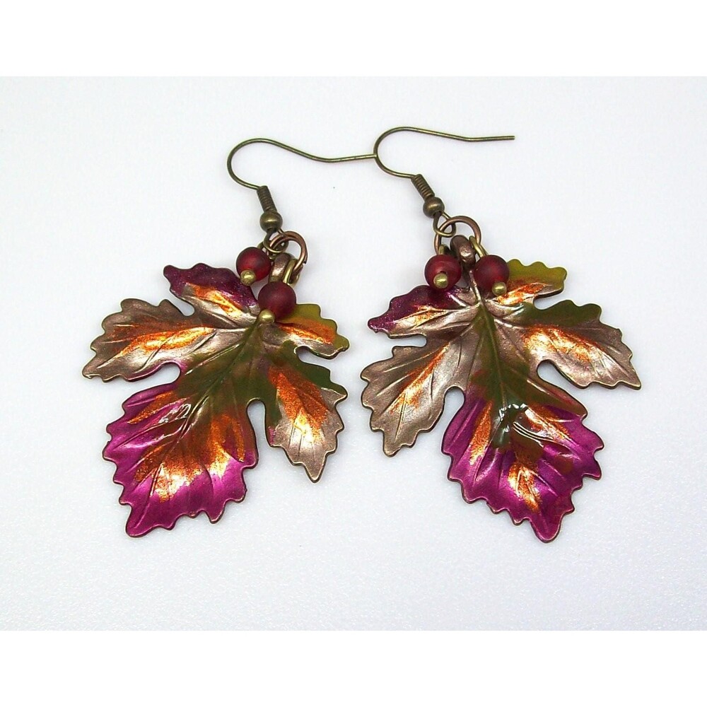 Autumn Jewelry Maple Leaf Earrings, Hand Painted Autumn Inspired Nature Gifts